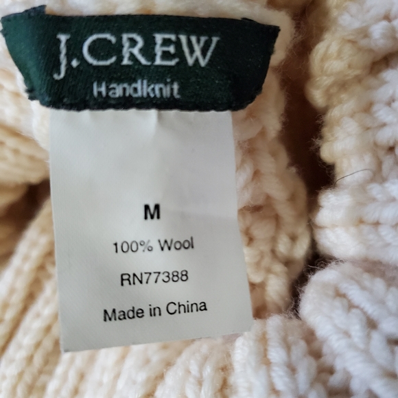 J. Crew Handknit Cable Knit Turtleneck Sweater Cream Women Medium - Picture 3 of 5